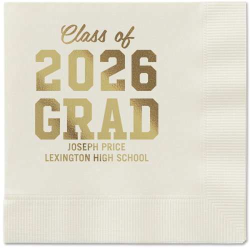 Collegiate Celebration Napkin, Yellow, Ecru, gold