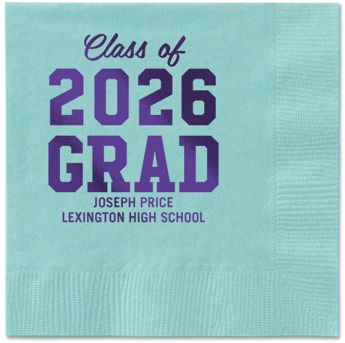 Collegiate Celebration Napkin, Purple, Aqua, purple