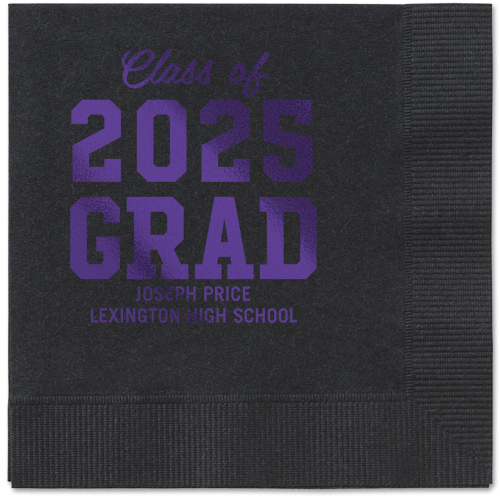 Collegiate Celebration Napkin, Purple, Black
