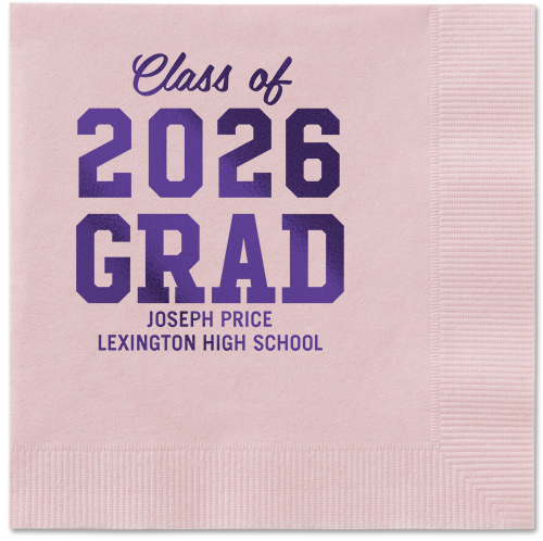 Collegiate Celebration Napkin, Purple, Blush, purple