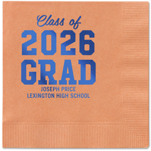 Collegiate Celebration Napkin, Blue, Coral, royal