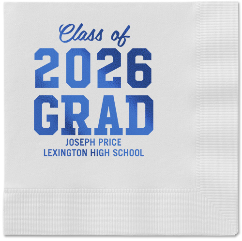 Collegiate Celebration Napkin, Blue, White, royal
