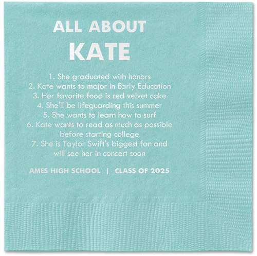 All About Napkin, White, Aqua