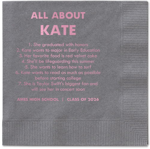 All About Napkin, Pink, Pewter, blush