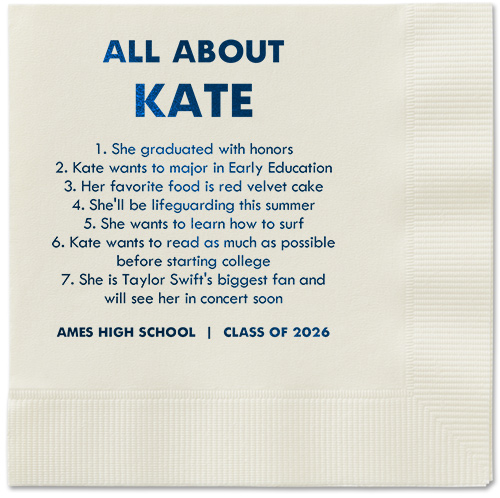 All About Napkin, Blue, Ecru, midnight