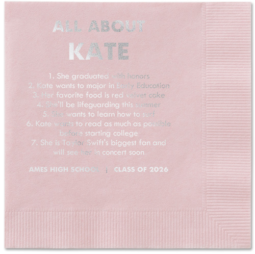 All About Napkin, Grey, Blush, silver