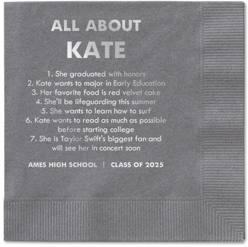 All About Napkin, Grey, Pewter