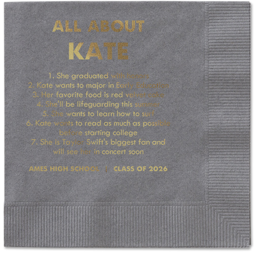 All About Napkin, Yellow, Pewter, gold