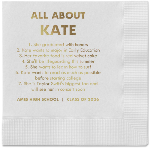 All About Napkin, Yellow, White, gold