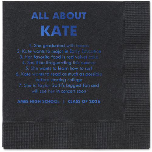 All About Napkin, Blue, Black, royal