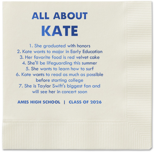 All About Napkin, Blue, Ecru, royal