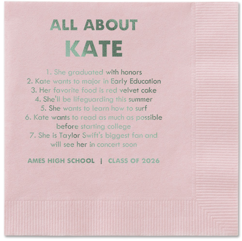 All About Napkin, Green, Blush, sage