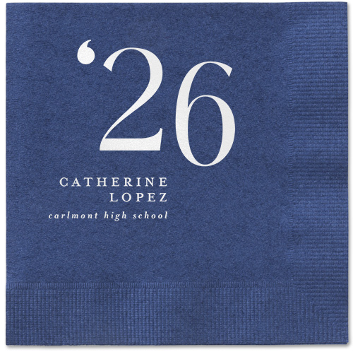 Slanted Style Napkin, White, Navy, white