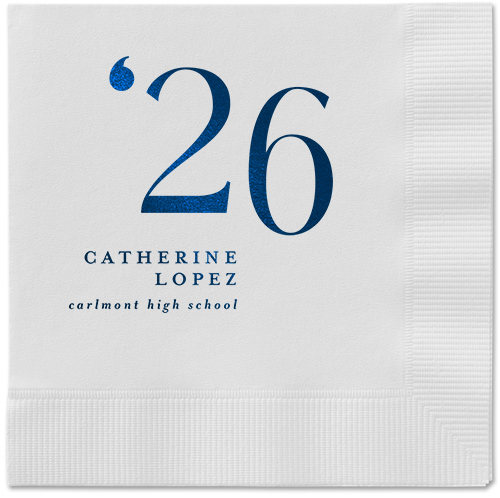 Slanted Style Napkin, Blue, White, midnight