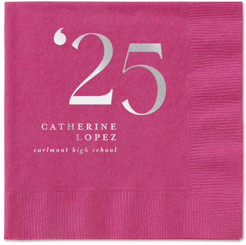Slanted Style Napkin, Grey, Magenta