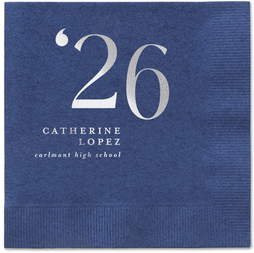 Slanted Style Napkin, Grey, Navy, silver