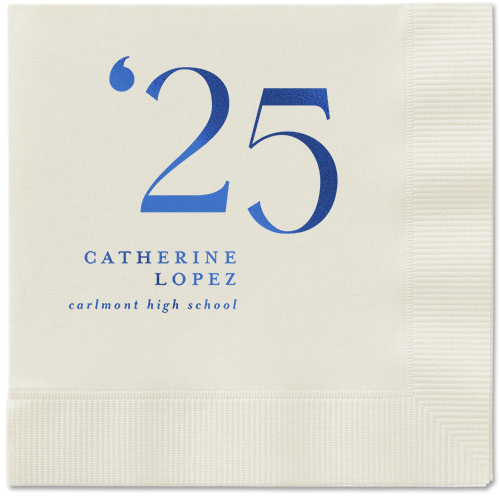 Slanted Style Napkin, Blue, Ecru