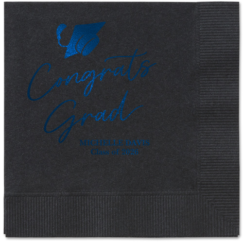 Party Cap Napkin, Blue, Black, midnight
