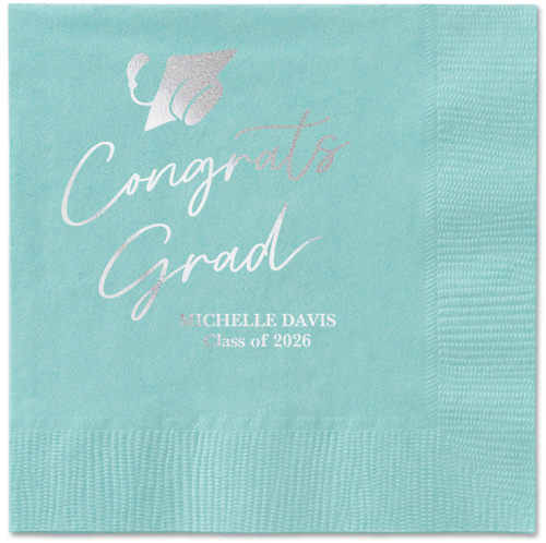 Party Cap Napkin, Grey, Aqua, silver
