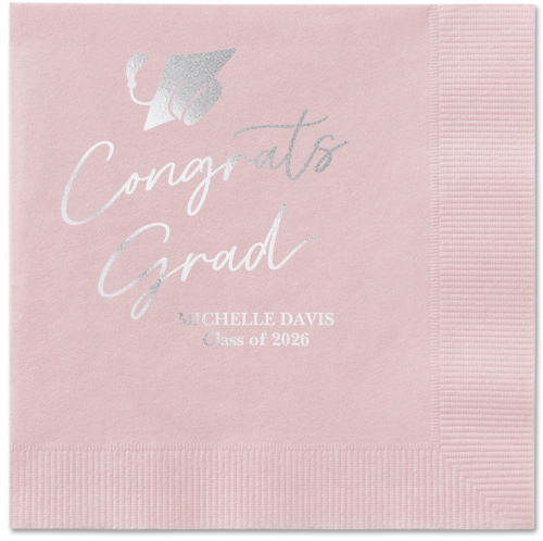 Party Cap Napkin, Grey, Blush, silver