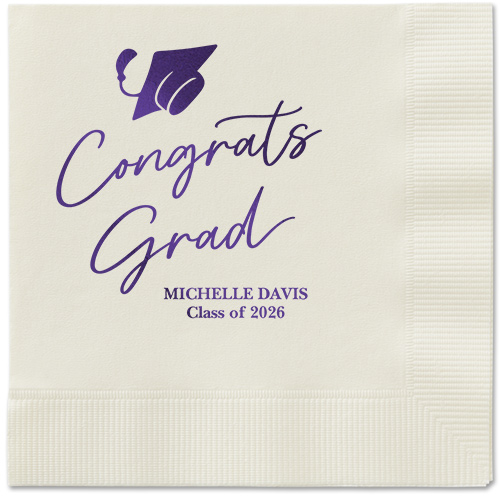 Party Cap Napkin, Purple, Ecru, purple