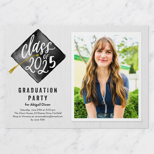 Cap Tassel Graduation Invitation, Gray, 5x7 Flat, 100% Recycled Cardstock , Square