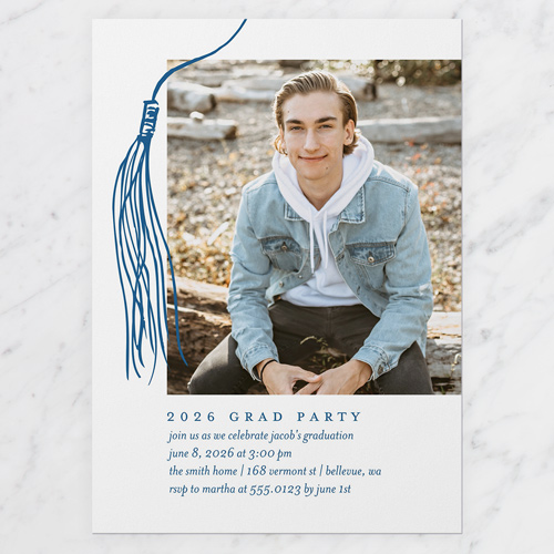 Drawn Tassel Graduation Invitation, Beige, 5x7 Flat, Write Your Own, 100% Recycled Cardstock , Square, Rye