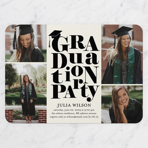 Fantastic Type Graduation Invitation, White, 5x7 Flat, Standard Smooth Cardstock, Rounded