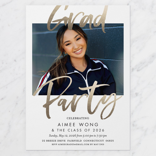 Illustrated Scholar Graduation Invitation, White, 5x7 Flat, Standard Smooth Cardstock, Square, White