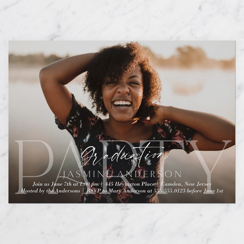 Antique Celebration Graduation Invitation, none, White, 5x7 Flat, Pearl Shimmer Cardstock, Square, White