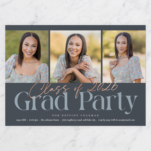 Top Class Graduation Invitation, Gray, 5x7 Flat, Matte, Signature Smooth Cardstock, Square, Gray