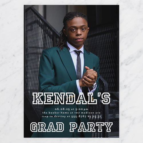 Collegiate Name Graduation Invitation, White, 5x7 Flat, Write Your Own, Matte, Signature Smooth Cardstock, Square