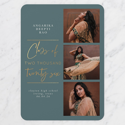 In The Middle Graduation Announcement, Grey, 5x7 Flat, 100% Recycled Cardstock , Rounded, Hemlock