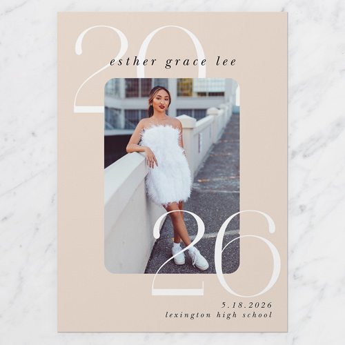 Novel Year Graduation Announcement, Beige, 5x7 Flat, Luxe Double-Thick Cardstock, Square, Adobe Blush