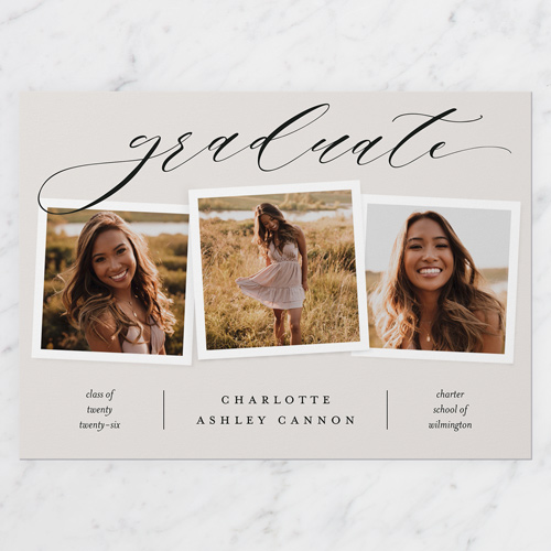 Scholastic Snapshots Graduation Announcement, Grey, 5x7 Flat, Pearl Shimmer Cardstock, Square, Whisper Gray