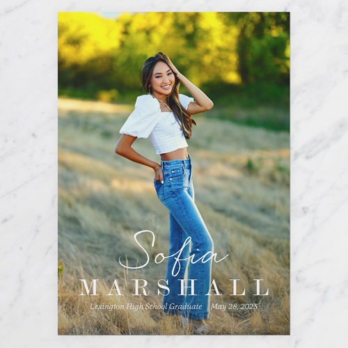 Handwritten Headline Graduation Announcement, White, 5x7 Flat, Write Your Own, Matte, Signature Smooth Cardstock, Square