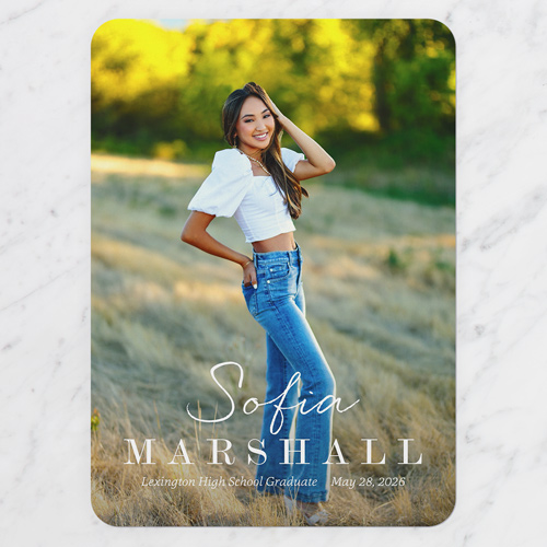 Handwritten Headline Graduation Announcement, White, 5x7 Flat, Write Your Own, Matte, Signature Smooth Cardstock, Rounded, White