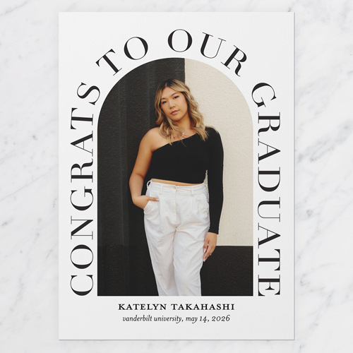 Celebrated Arch Graduation Announcement, White, none, 5x7 Flat, Standard Smooth Cardstock, Square, White