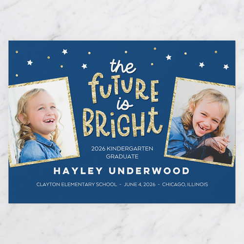 Brilliant Future Graduation Announcement, Blue, 5x7 Flat, Standard Smooth Cardstock, Square, Blueberry