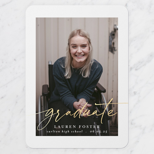 Grand Frame Graduation Announcement, Black, 5x7 Flat, Matte, Signature Smooth Cardstock, Rounded