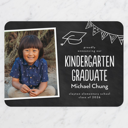 Chalk Banner Graduation Announcement, Black, 5x7 Flat, Write Your Own, Standard Smooth Cardstock, Rounded, Black