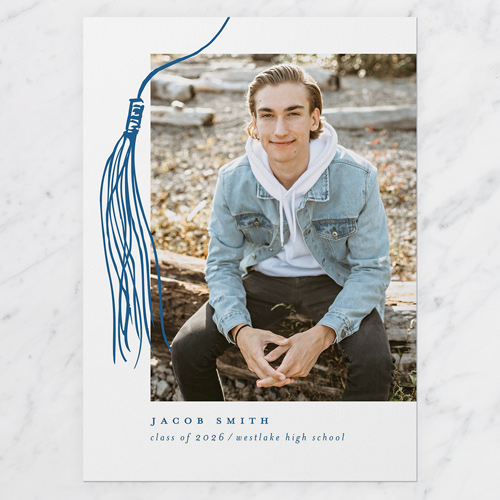 Drawn Tassel Graduation Announcement, Beige, 5x7 Flat, Write Your Own, 100% Recycled Cardstock , Square, Rye