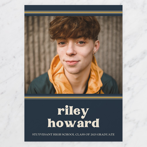 Retro Disciple Graduation Announcement, Blue, 5x7 Flat, Write Your Own, Standard Smooth Cardstock, Square