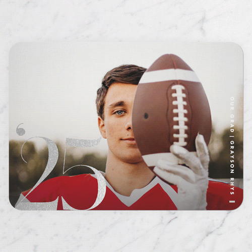 Courageous Year Graduation Announcement, Rounded Corners, -Silver Foil-White-5x7 Flat Card-2025