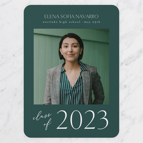 Comprehensive Year Graduation Announcement, Rounded Corners, -Green-5x7 Flat Card-2023