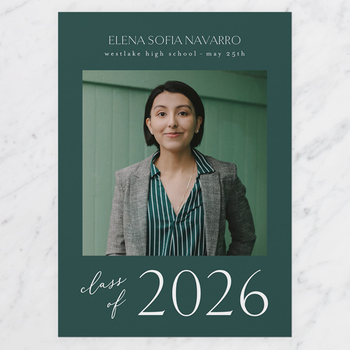 Comprehensive Year Graduation Announcement, Green, 5x7 Flat, Pearl Shimmer Cardstock, Square, Seaweed