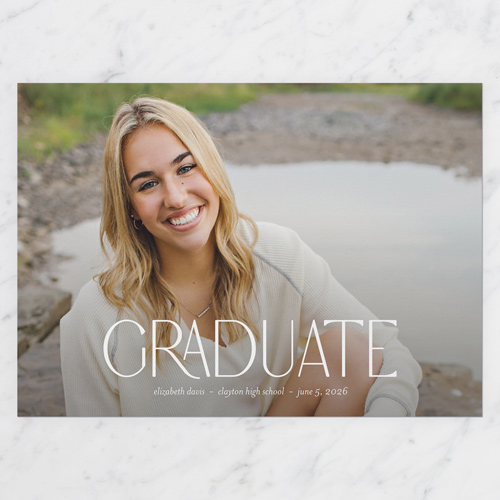 Quiet Type Graduation Announcement, White, none, 5x7 Flat, Luxe Double-Thick Cardstock, Square, White