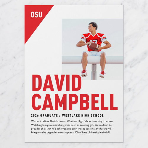 Bold Emphasis Graduation Announcement, White, 5x7 Flat, Write Your Own, Luxe Double-Thick Cardstock, Square, White