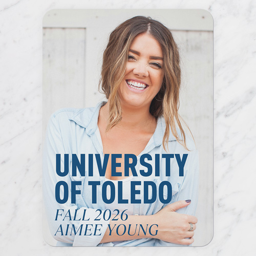 Editable Accomplishment Graduation Announcement, White, 5x7 Flat, Write Your Own, Pearl Shimmer Cardstock, Rounded, White