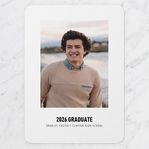Simply Editable Graduation Announcement, White, 5x7 Flat, Write Your Own, Pearl Shimmer Cardstock, Rounded, White